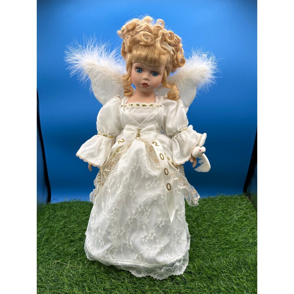 2000 Collector’s Edition Porcelain Angel Doll with Dove & Feathery Wings